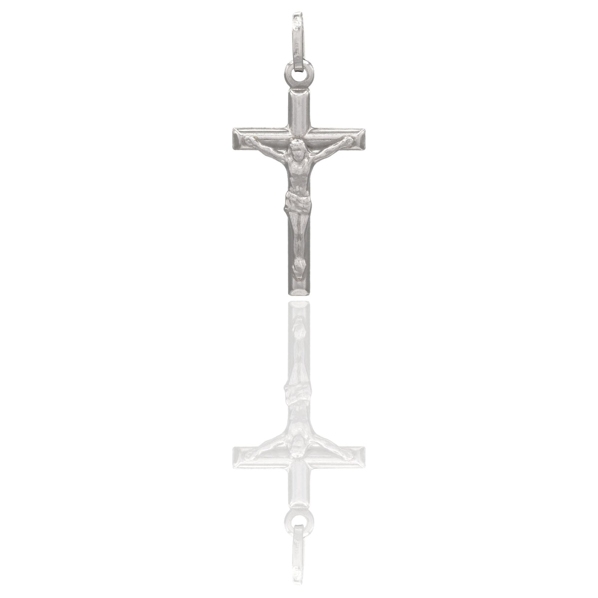Ciondolo Oro Bianco Oro 18 carati Croce Cristo Tubolare Solo Oro cm.2,5x1,1