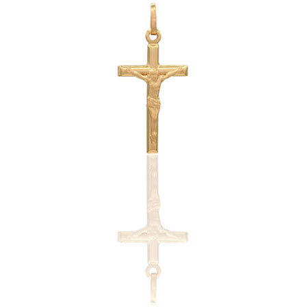 Ciondolo Oro Giallo Oro 18 carati Croce Cristo Tubolare Solo Oro cm.3,2x1,5