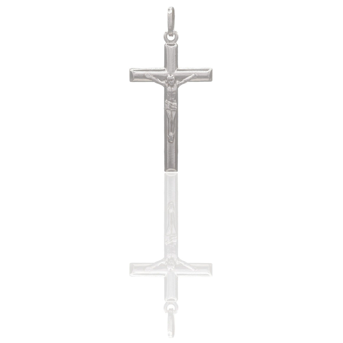 Ciondolo Oro Bianco Oro 18 carati Croce Cristo Tubolare Solo Oro