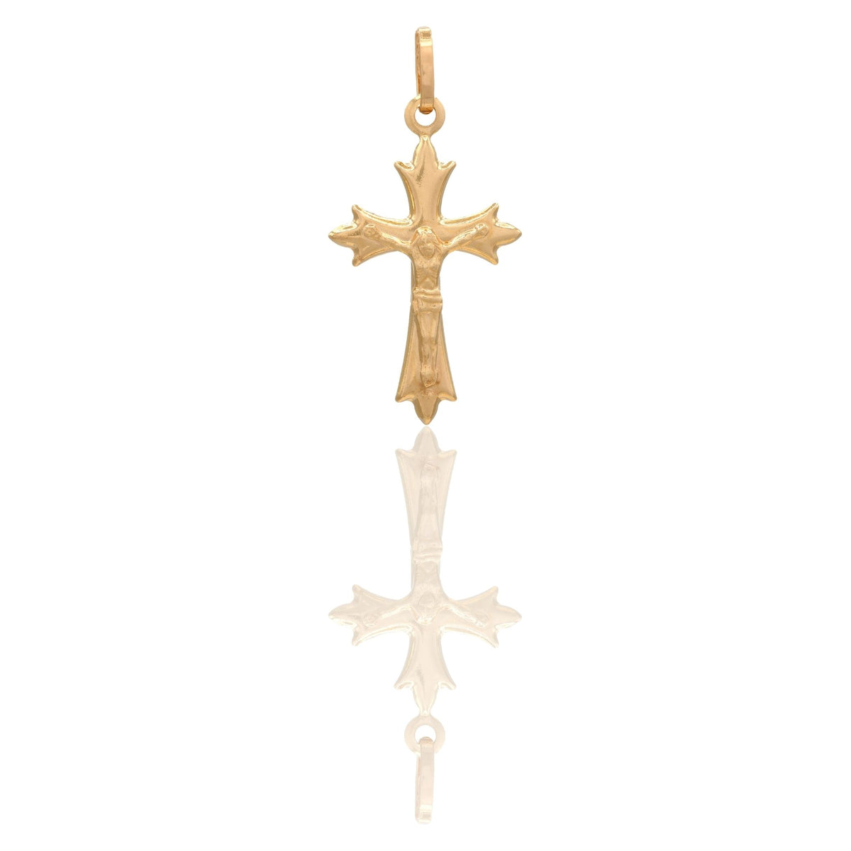 Ciondolo Oro Giallo Oro 18 carati Croce Trifogliata Cristo Bombata Solo Oro cm.3,3x1,6