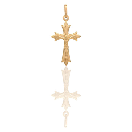 Ciondolo Oro Giallo Oro 18 carati Croce Trifogliata Cristo Bombata Solo Oro cm.3,3x1,6