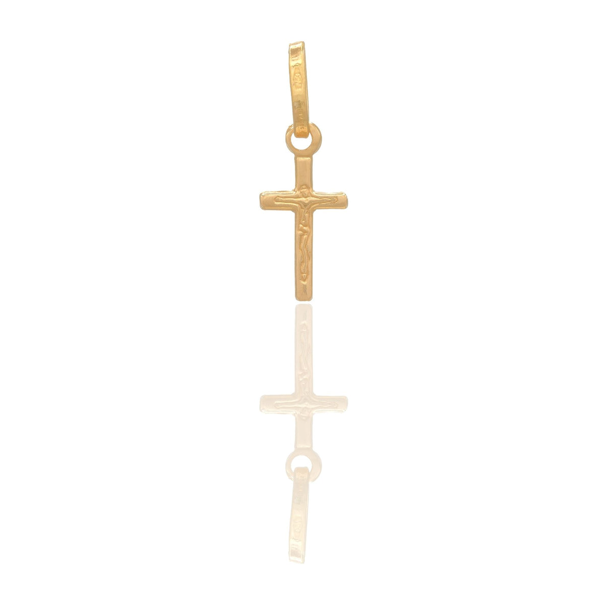 Ciondolo Oro Giallo Oro 18 carati Croce Tubolare Cristo Solo Oro cm.1,8x0,6