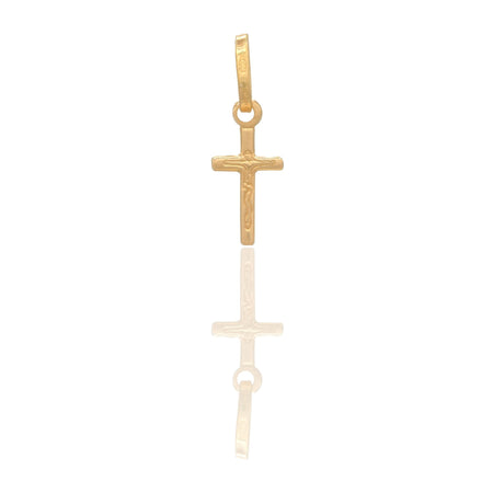 Ciondolo Oro Giallo Oro 18 carati Croce Tubolare Cristo Solo Oro cm.1,8x0,6