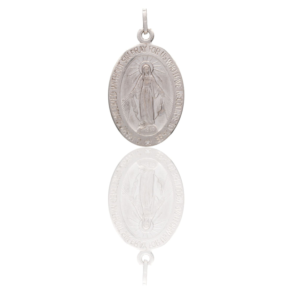 Ciondolo Oro Bianco Oro 18 carati Madonna Miracolosa  Solo Oro cm.3,8