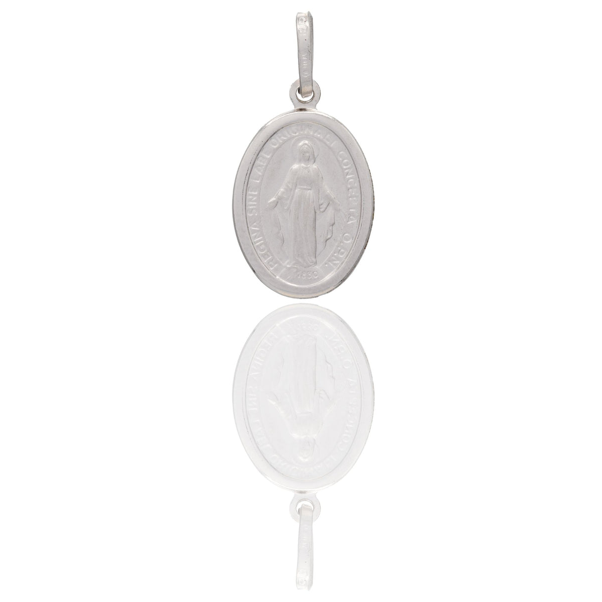 Ciondolo Oro Bianco Oro 18 carati Madonna Miracolosa  Solo Oro cm.2,3
