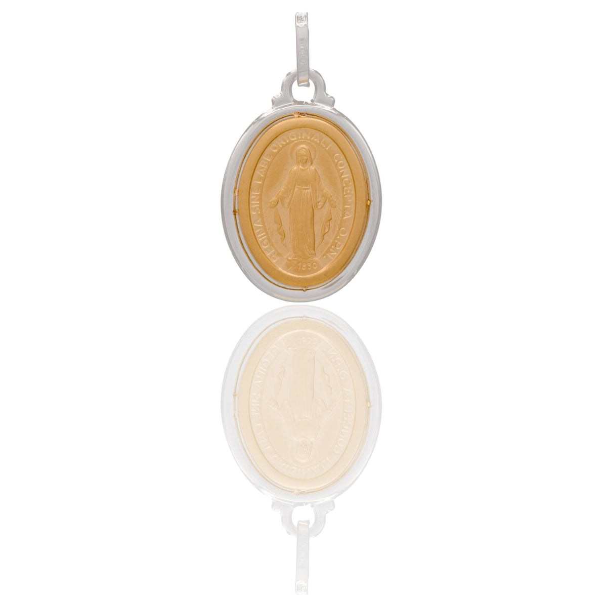 Ciondolo Oro Giallo Oro Bianco Oro 18 carati Madonna Miracolosa   Solo Oro cm.2,5