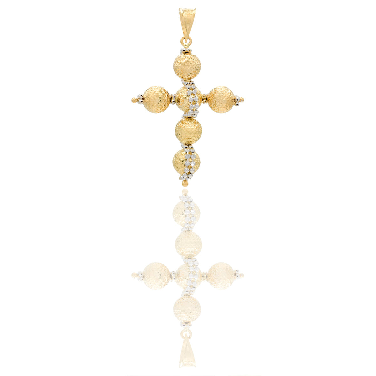 Ciondoli Oro Giallo, Oro Bianco Sfaccettata, Sfere  Solo Oro cm.5,3x3; Sfera diam. mm. 7,7