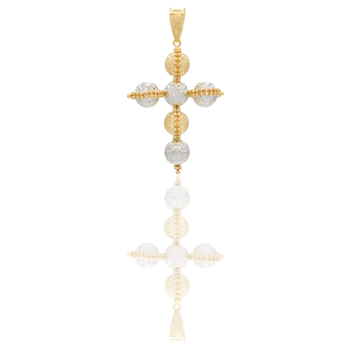 Ciondoli Oro Giallo, Oro Bianco Sfaccettata, Sfere  Solo Oro cm.6x3,8; Sfera diam. mm. 9,7