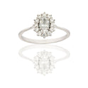 Anello Oro Bianco Oro 18 carati Modello Kate Centro E Contorno Zirconi Bianchi, Zircone Bianco 