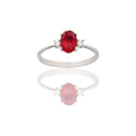 Anello Oro Bianco Oro 18 carati Solitario  Zirconi Bianchi, Zircone Rosso 