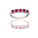 Anello Oro Bianco Oro 18 carati Veretta Zirconi Bianchi, Zirconi Rossi pessore gambo mm. 2  spessore pietre 3,3