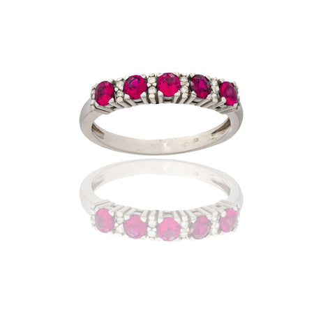 Anello Oro Bianco Oro 18 carati Veretta Zirconi Bianchi, Zirconi Rossi pessore gambo mm. 2  spessore pietre 3,3