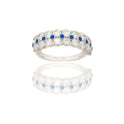 Anello Oro Bianco Oro 18 carati Veretta  Zirconi Bianchi, Zirconi Blu spessore gambo mm. 2,2  spessore pietre 6,5