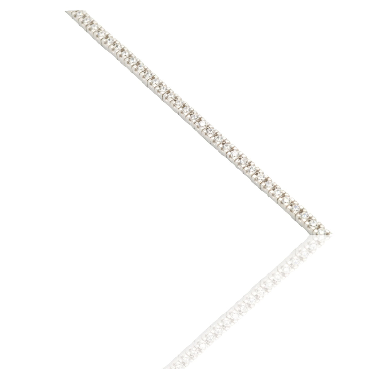 Bracciale Oro Bianco Oro 18 carati Tennis rigido Zirconi Bianchi lunghezza 18cm spessore mm 2