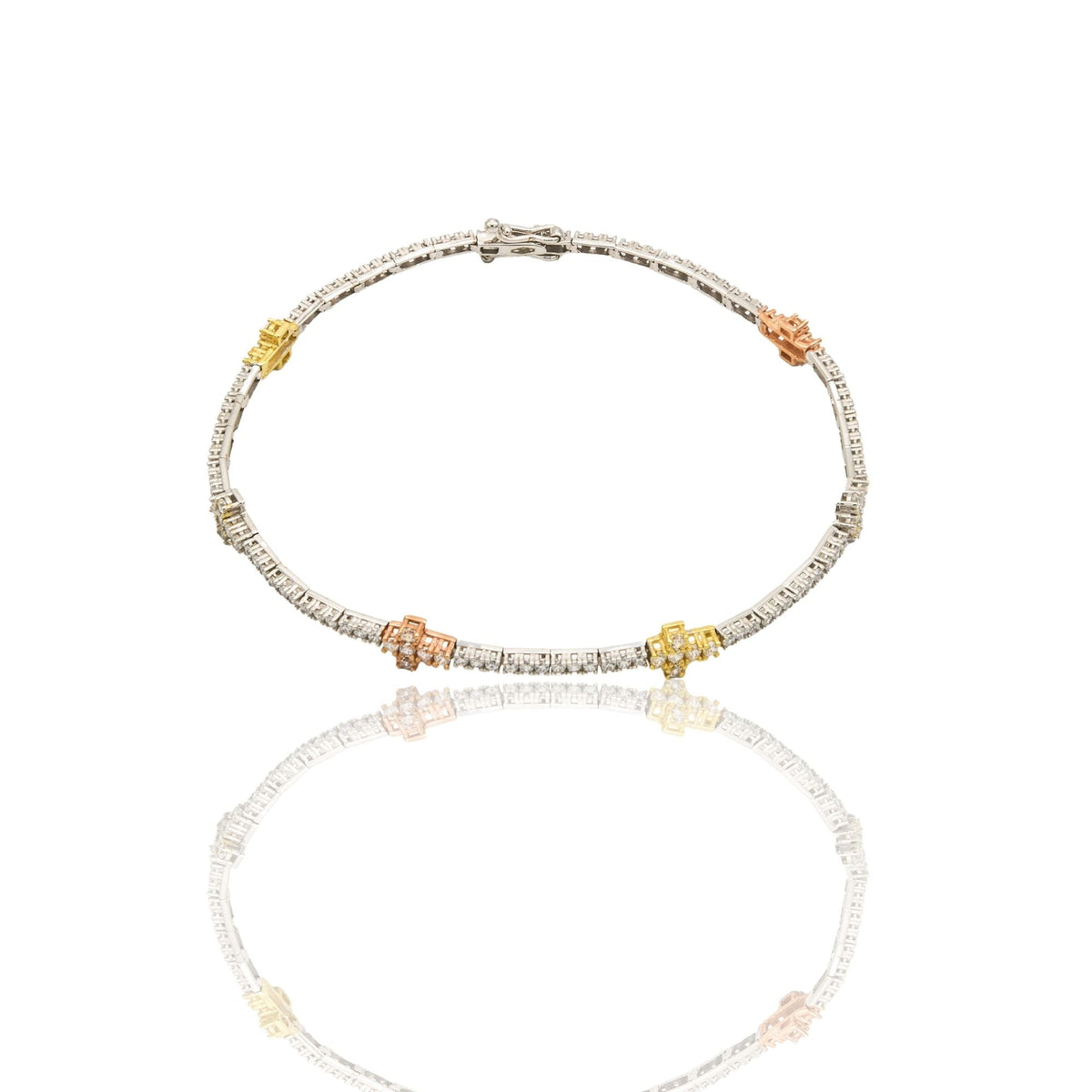 Bracciale Oro Bianco Oro 18 carati Tennis rigido Zirconi Bianchi lunghezza 18cm