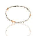 Bracciale Oro Bianco, Oro Rosa Oro 18 carati Tennis rigido con croci lisce Zirconi Bianchi lunghezza 20cm spessore mm 2