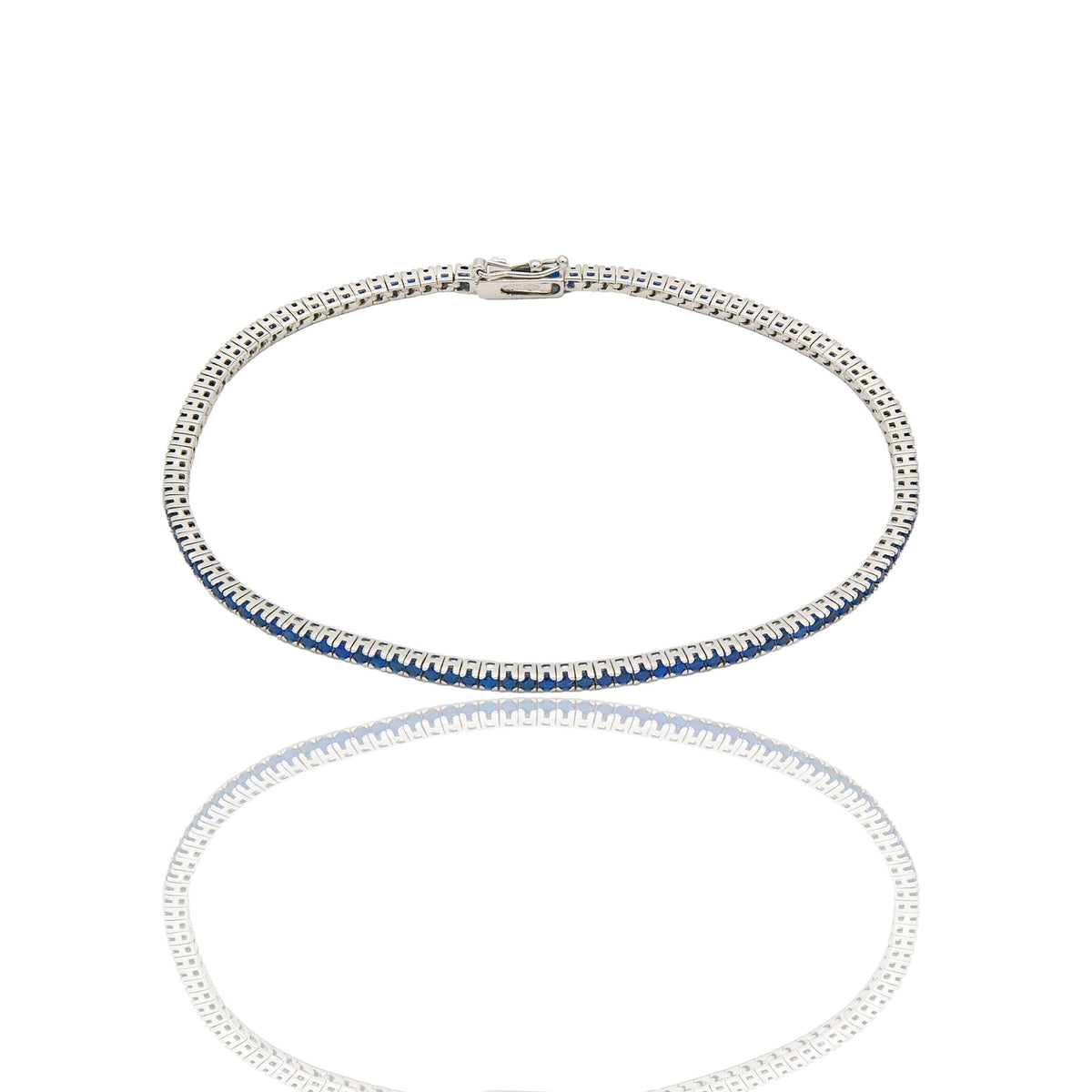Oro Bianco Oro 18 carati Tennis rigido Zirconi blu lunghezza 20cm
