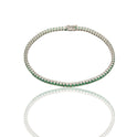 Bracciale Oro Bianco Oro 18 carati Tennis rigido Zirconi Verdi lunghezza 19,5cm spessore mm 2,3