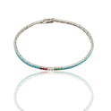 Bracciale Oro Bianco Oro 18 carati Tennis a terzine con bandiera italiana Zirconi Azzurri, Zirconi Bianchi, Zirconi Verdi, Zirconi Rossi lunghezza 18cm spessore mm 1,8