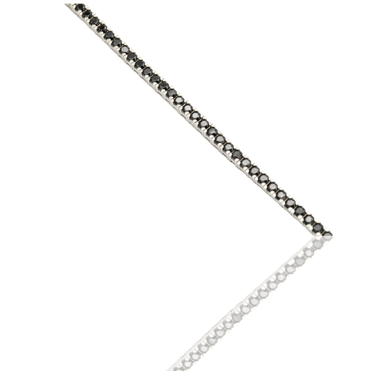Bracciale Oro Bianco Oro 18 carati Tennis rigido Zirconi Neri lunghezza 17cm