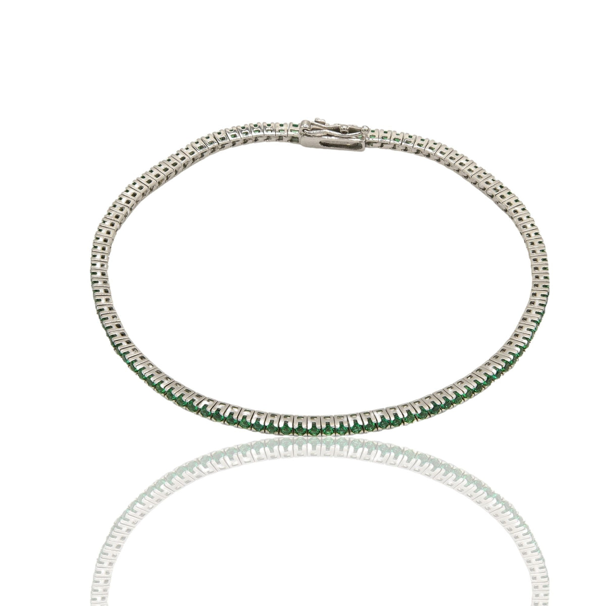Bracciale Oro Bianco Oro 18 carati Tennis Zirconi Verdi