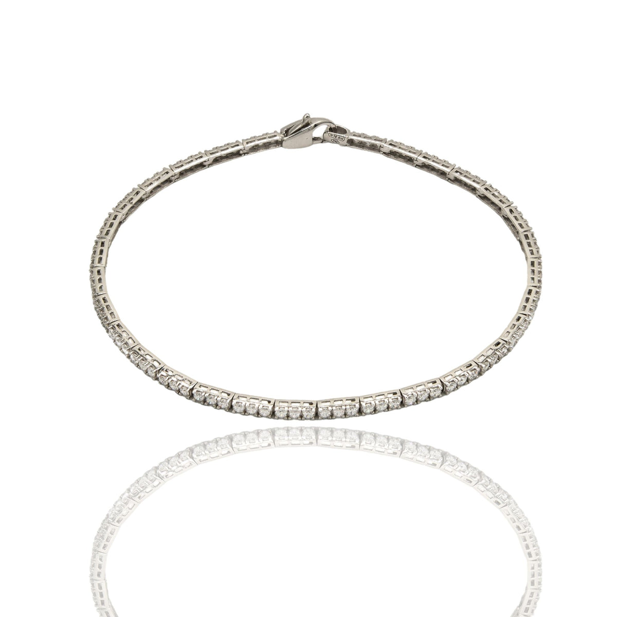 Bracciale Oro Bianco Oro 18 carati Tennis A Terzine Zirconi Bianchi