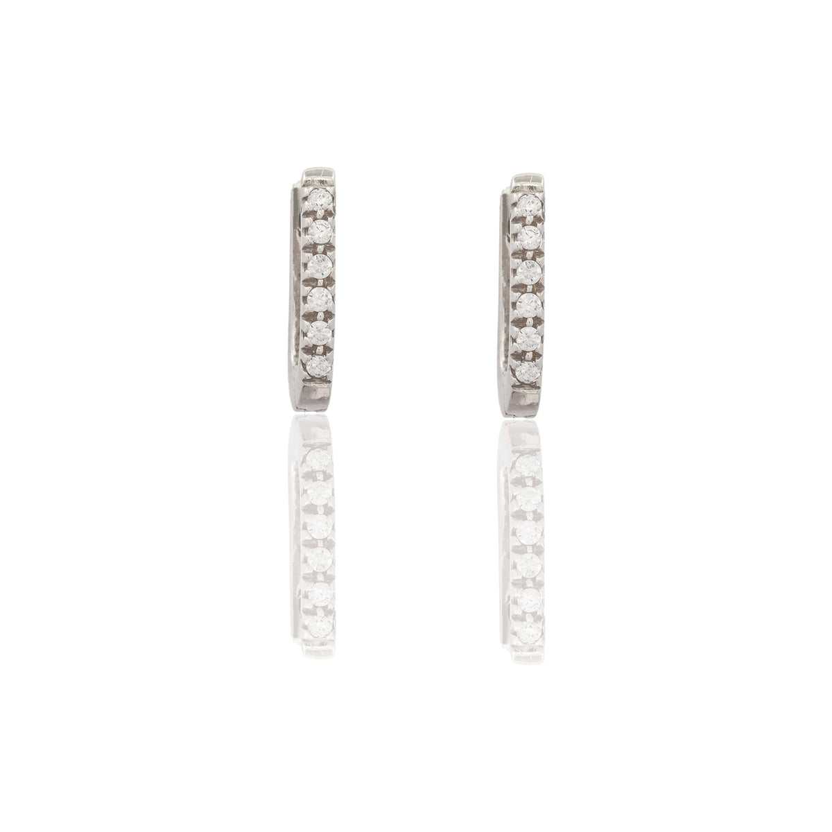 Orecchini Oro Bianco Oro 18 carati Quadrato Pave' Zirconi Bianchi