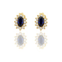 Orecchini Oro Giallo Oro 18 carati Modello Modello Kate Centro E Contorno Pavè Zirconi bianchi, Zircone Blu 