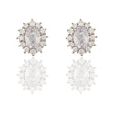 Orecchini Oro Bianco Oro 18 carati Modello Kate Centro E Contorno Zirconi Bianchi, Zircone Bianco 