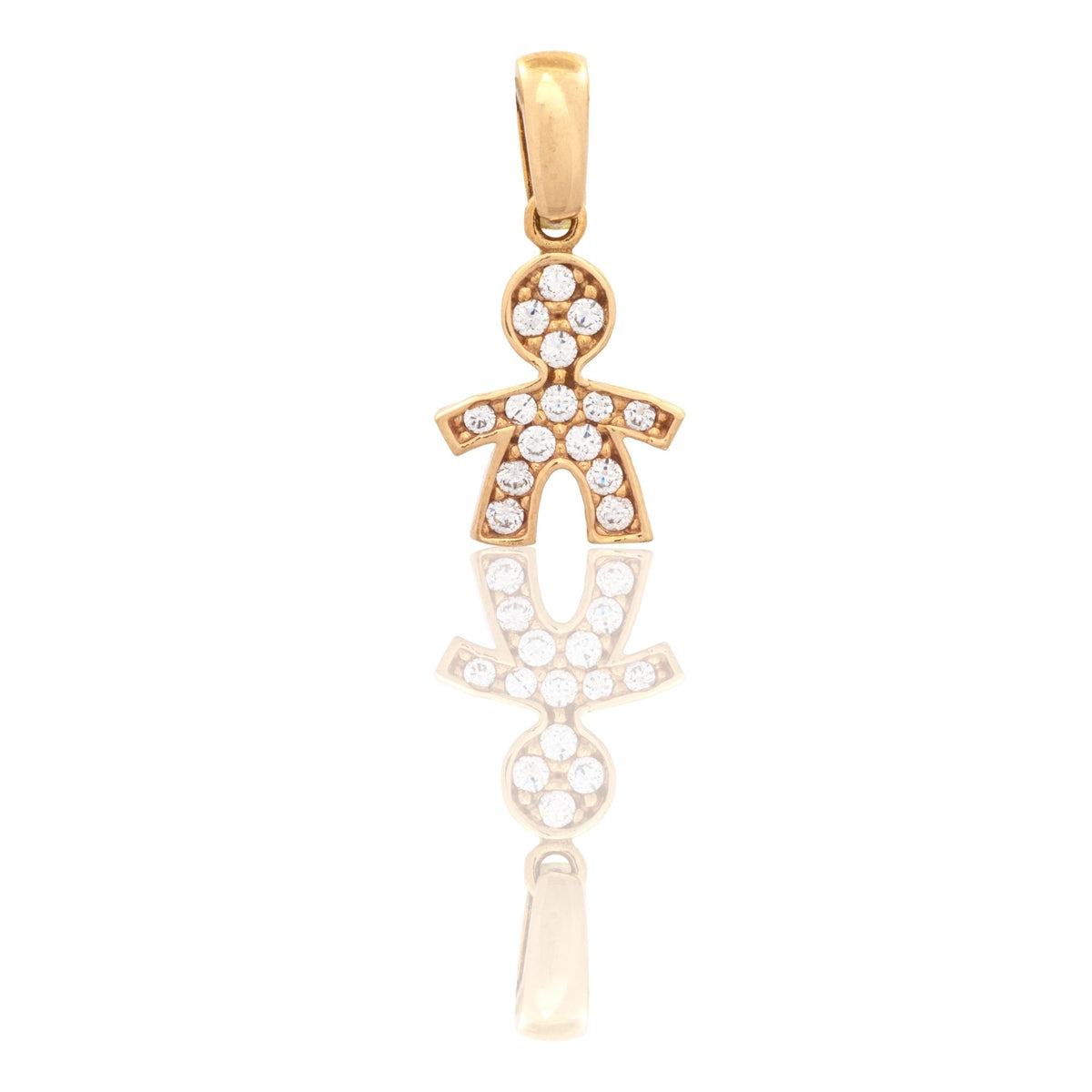 Ciondolo Oro Rosa Oro 18 carati Bebe' Maschietto Pave' Pavè Zirconi bianchi cm.1,7