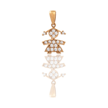 Ciondolo Oro Rosa Oro 18 carati Bebe' Femminuccia Pave' Pavè Zirconi bianchi cm.1,7