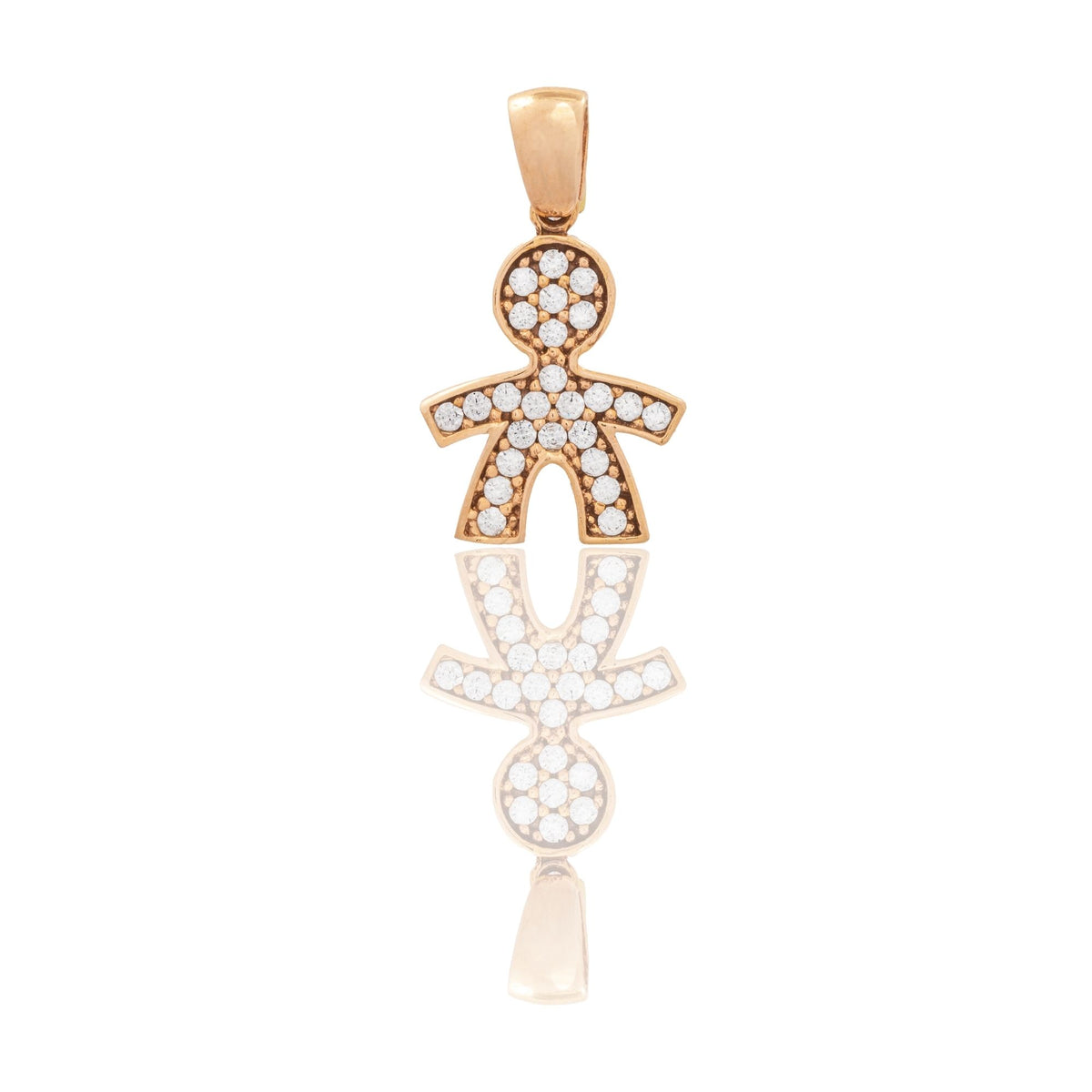 Ciondolo Oro Giallo Oro 18 carati Bebe' Maschietto Pave' Pavè Zirconi bianchi cm.2
