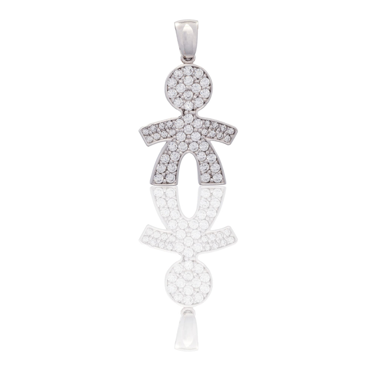 Ciondolo Oro Bianco Oro 18 carati Bebe' Maschietto Pave' Pavè Zirconi bianchi cm.2,5