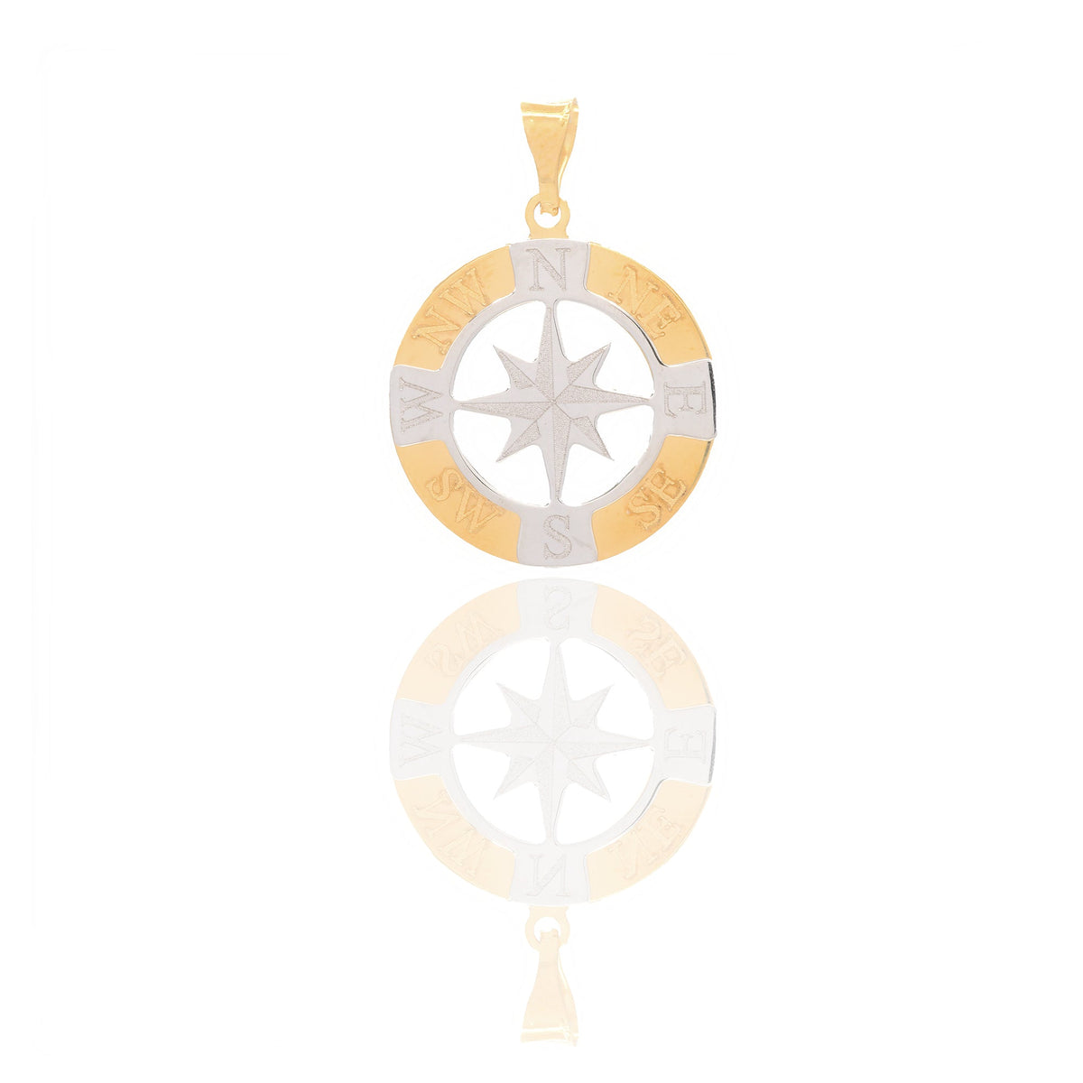 Ciondoli Oro Giallo Oro Bianco Oro 18 carati Rosa dei venti traforata Solo Oro 2cm x 1,5cm