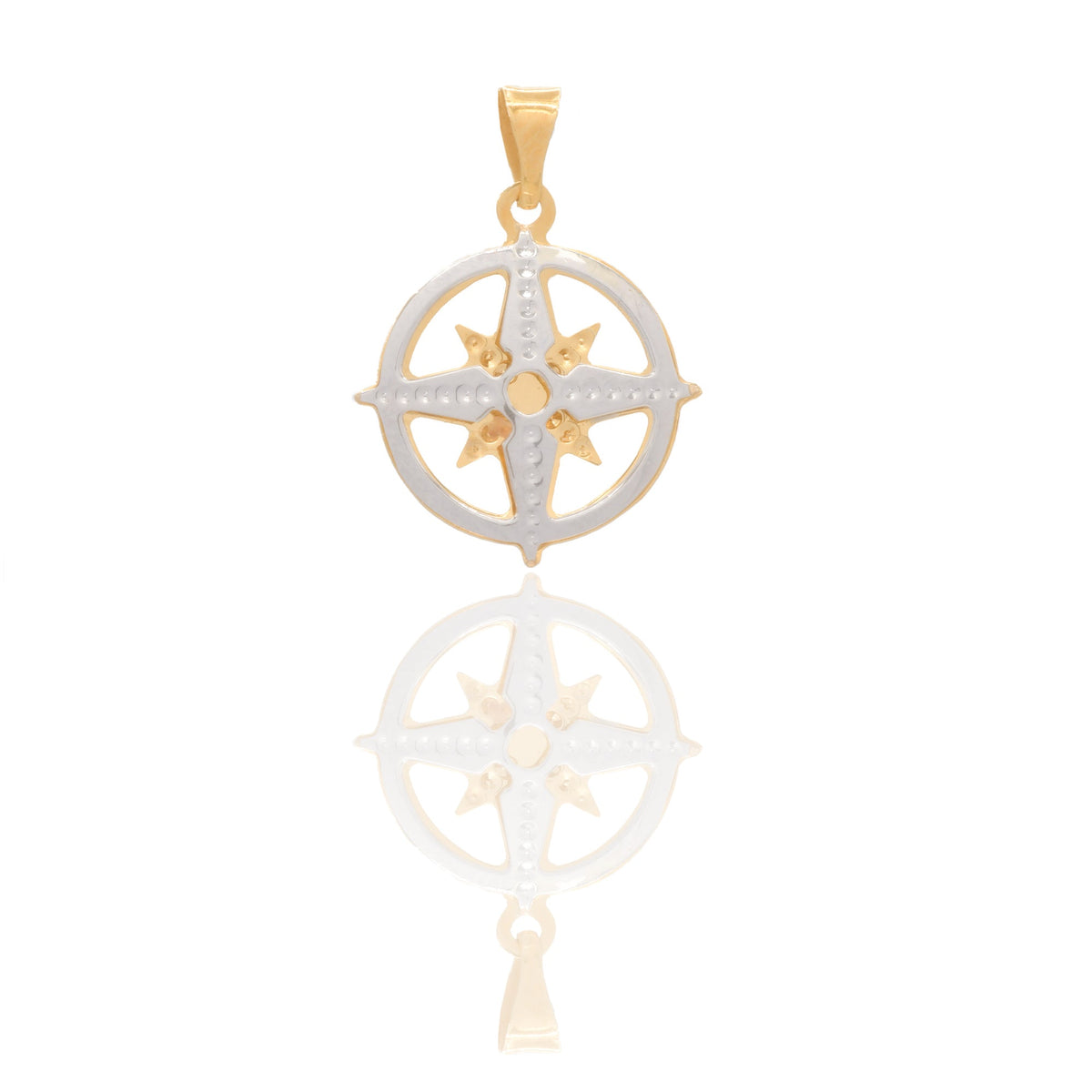 Ciondoli Oro Giallo Oro Bianco Oro 18 carati Rosa dei venti traforata Solo Oro 2,3cm x 1,8cm