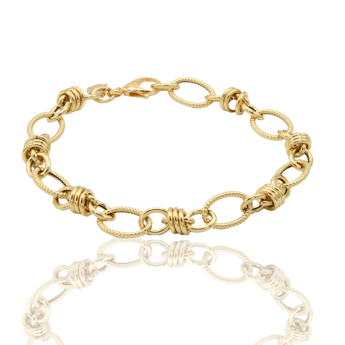 Bracciale Oro Giallo Oro 18 carati Catena Maglia Ovale Solo Oro