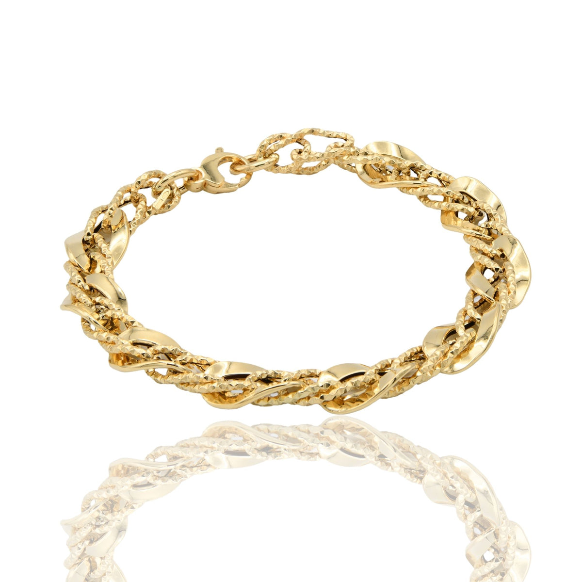 Bracciale Oro Giallo Oro 18 carati Catena Intrecciata Solo Oro