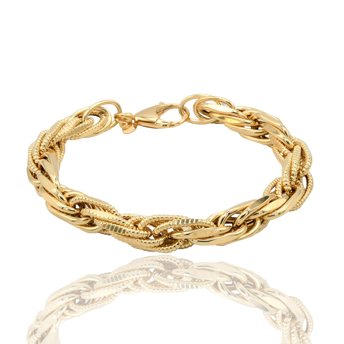 Bracciale Oro Giallo Oro 18 carati Catena Intrecciata Solo Oro