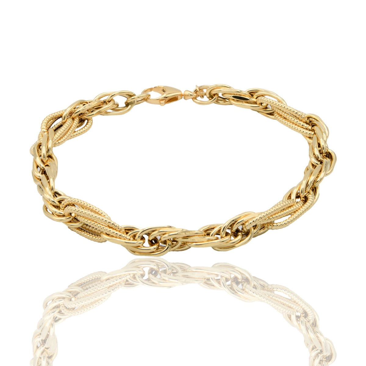 Bracciale Oro Giallo Oro 18 carati Catena Intrecciata Solo Oro