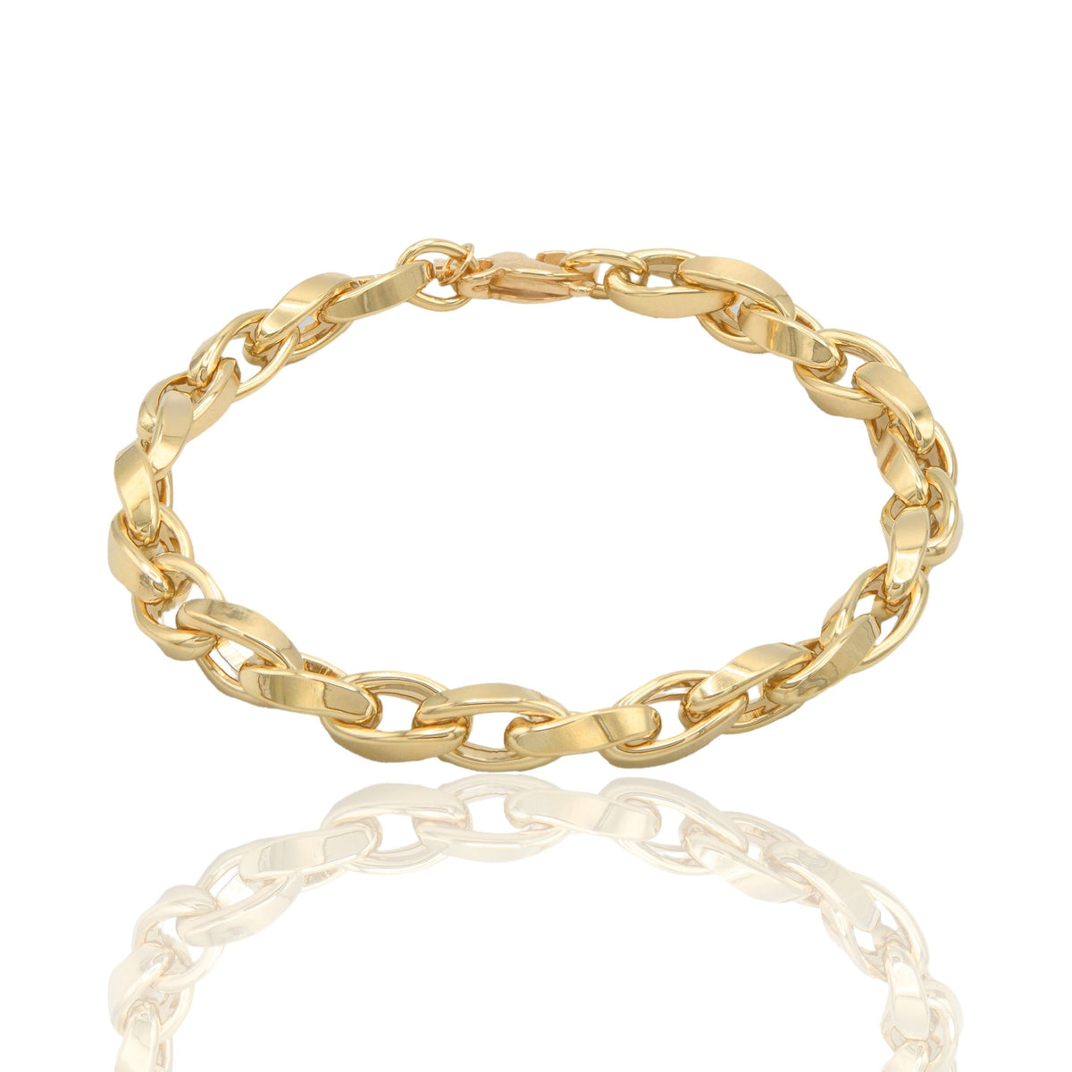 Bracciale Oro Giallo Oro 18 carati Catena Intrecciata Solo Oro