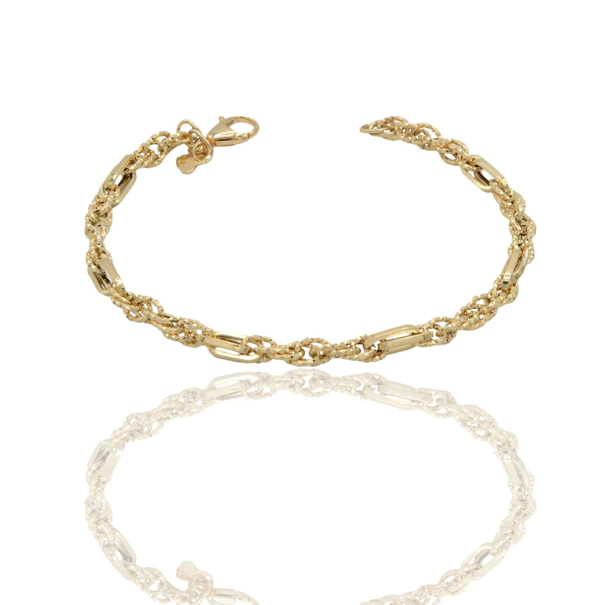 Bracciale Oro Giallo Oro 18 carati Catena Intrecciata Solo Oro