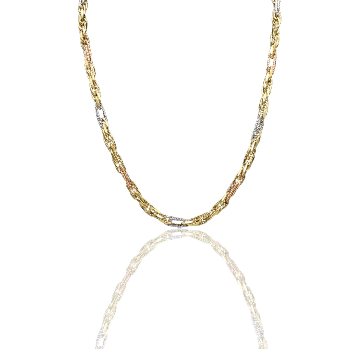 Collana Oro Giallo Oro Bianco, Oro Rosa Oro 18 carati Catena intrecciata Solo Oro 