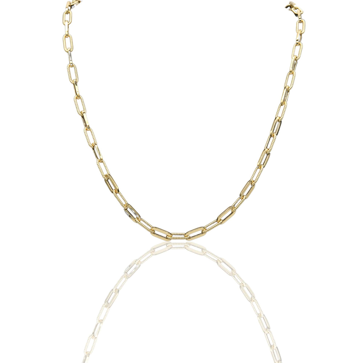 Collana Oro Giallo Oro 18 carati Catena Maglia Alternata Solo Oro