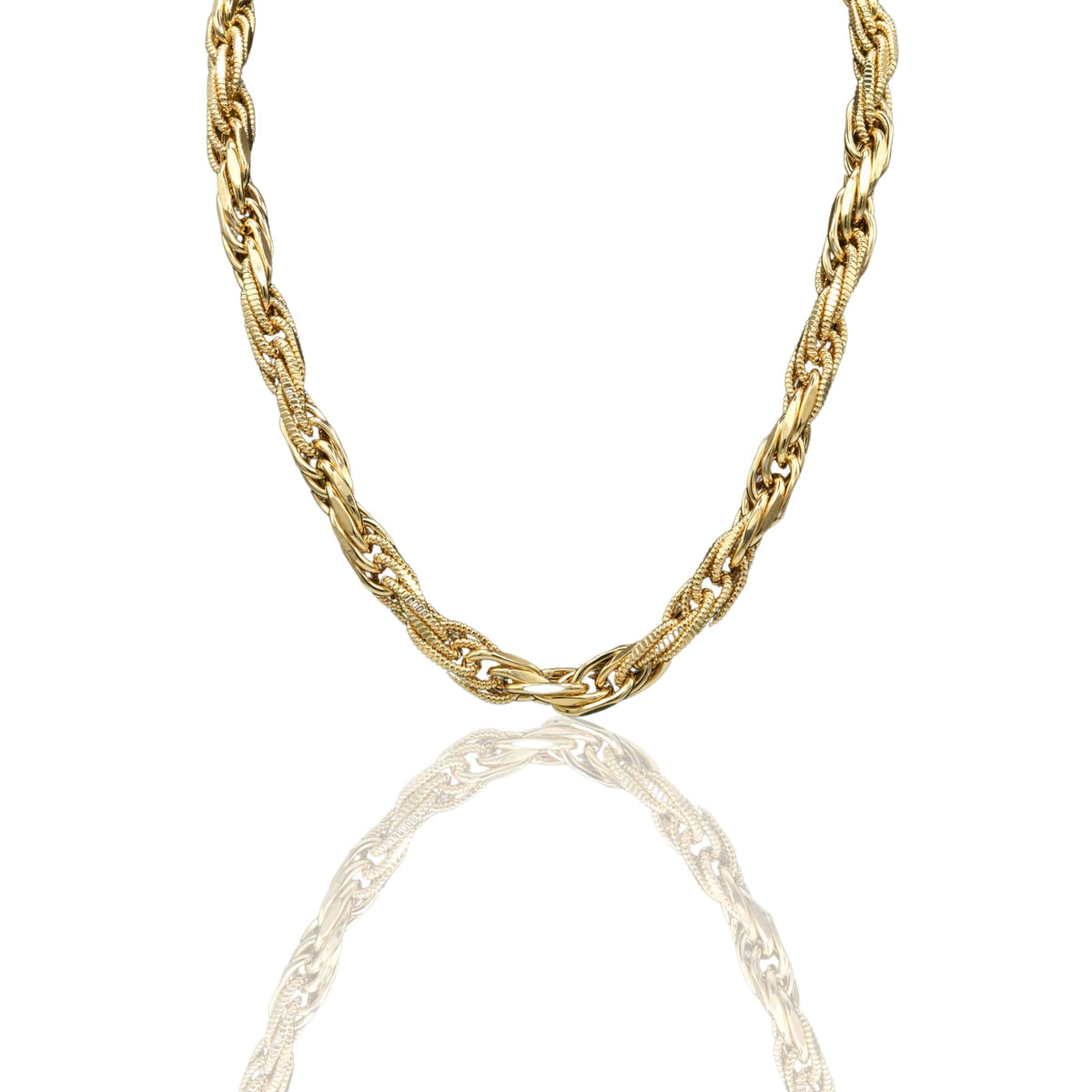 Collana Oro Giallo Oro 18 carati Catena Maglia Intrecciata Solo Oro