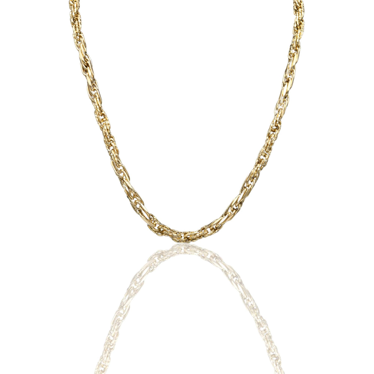 Collana Oro Giallo Oro 18 carati Catena Maglia Intrecciata Solo Oro