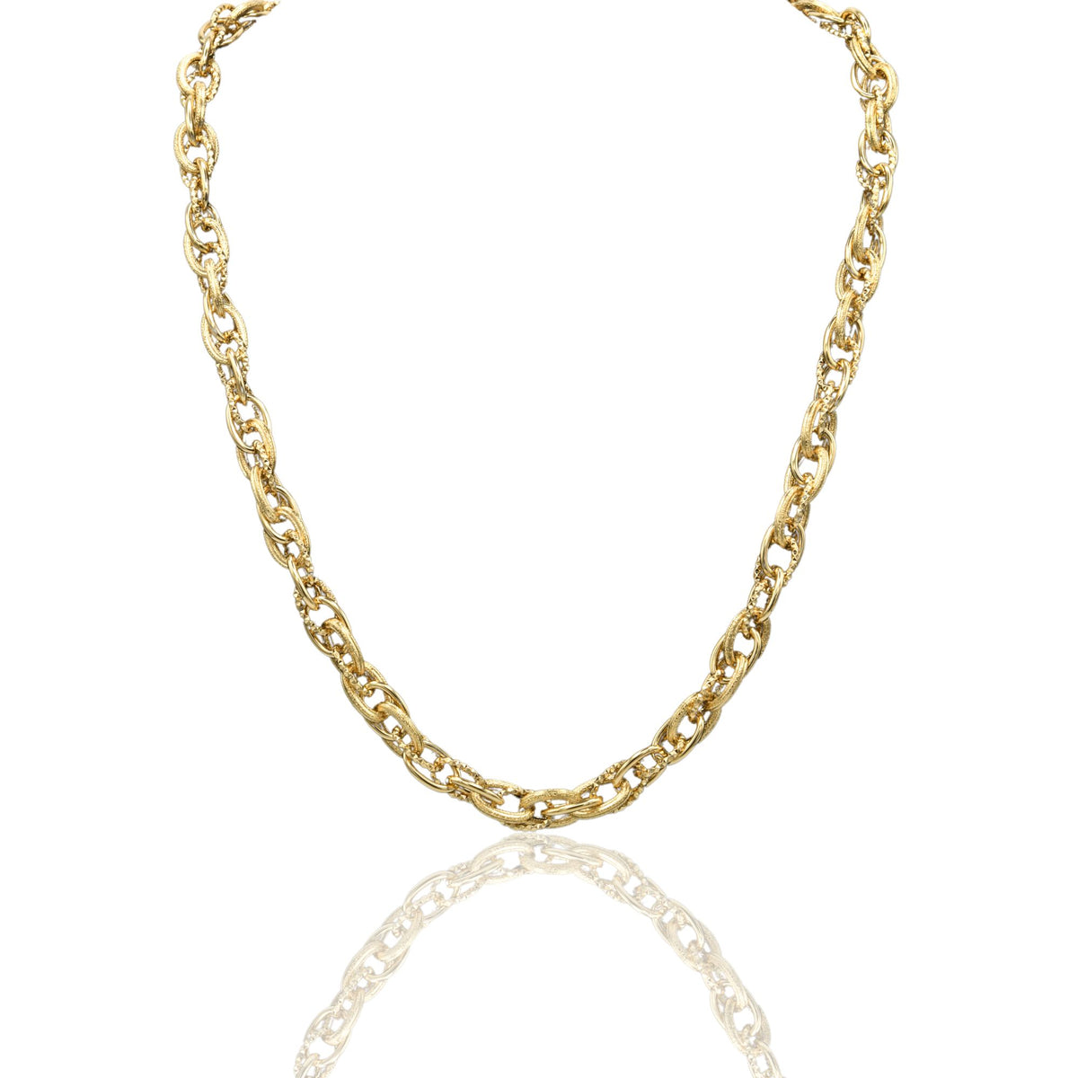 Collana Oro Giallo Oro 18 carati Catena Maglia Intrecciata Solo Oro