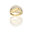 Anello Oro Giallo Oro Bianco Oro 18 carati Fasce Zirconi Bianchi