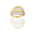 Anello Oro Giallo Oro Bianco Oro 18 carati Fasce Zirconi Bianchi