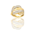 Anello Oro Giallo Oro Bianco Oro 18 carati Fasce Zirconi Bianchi
