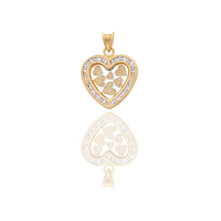 Ciondolo Oro Giallo Oro Bianco Oro 18 carati Cuore Traforato Zirconi Bianchi